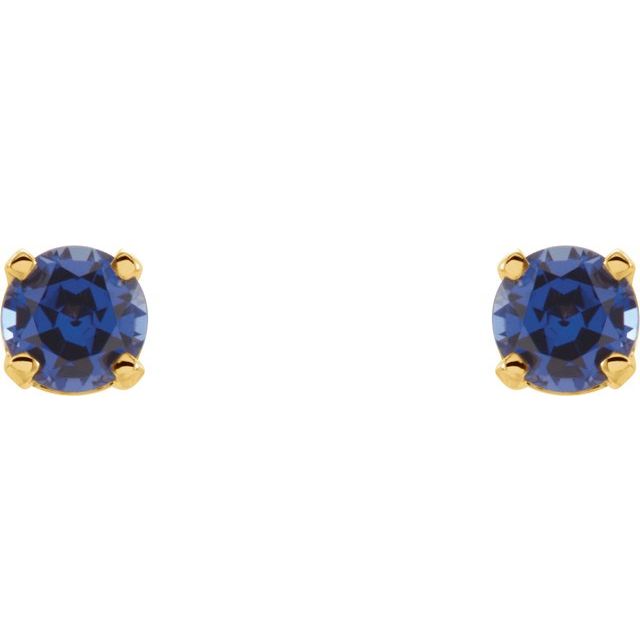 Round Natural Blue Sapphire Youth Earrings