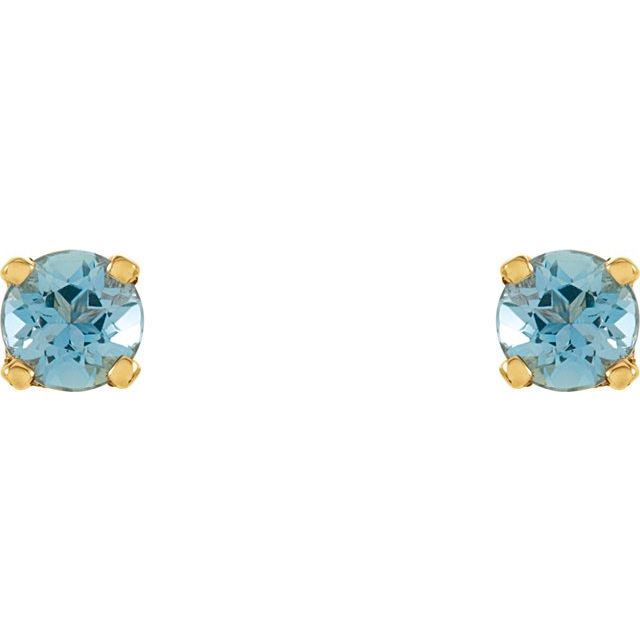 Round Natural Blue Zircon Youth Earrings