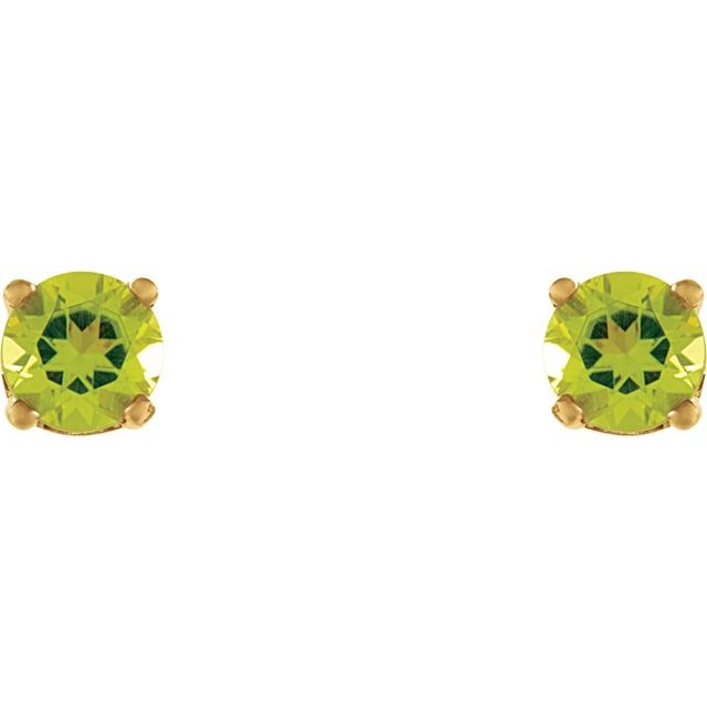 Round Natural Peridot Youth Earrings