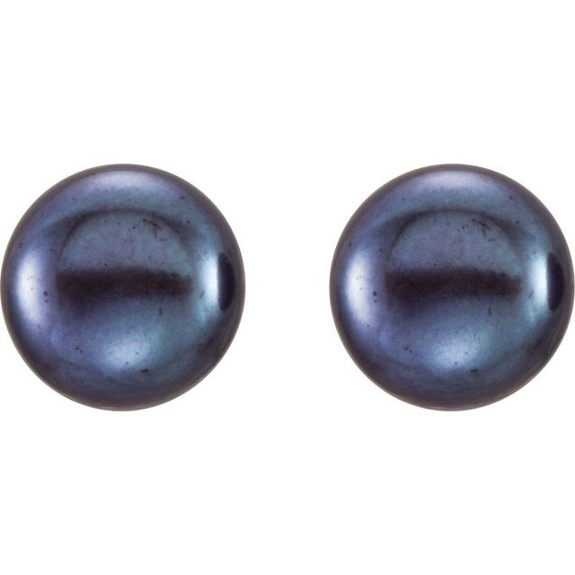 7-8mm Cultured Black Freshwater Pearl Earrings