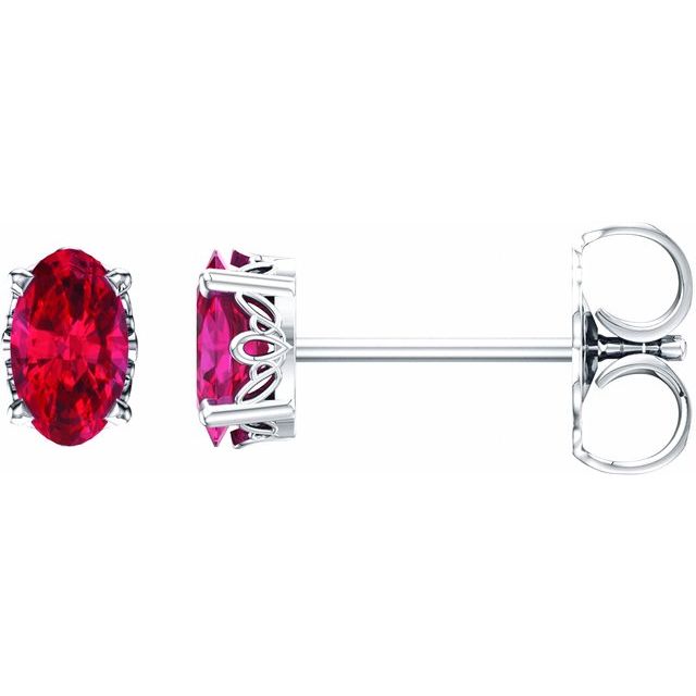 Oval Lab-Grown Ruby Earrings