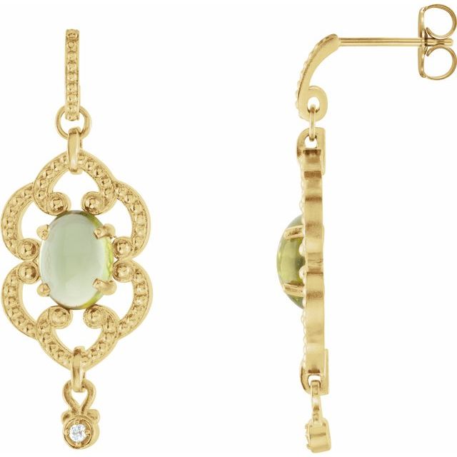 Oval Natural Peridot & .03 CTW Natural Diamond Earrings