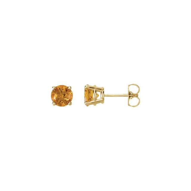 Round 6mm Natural Citrine Earrings