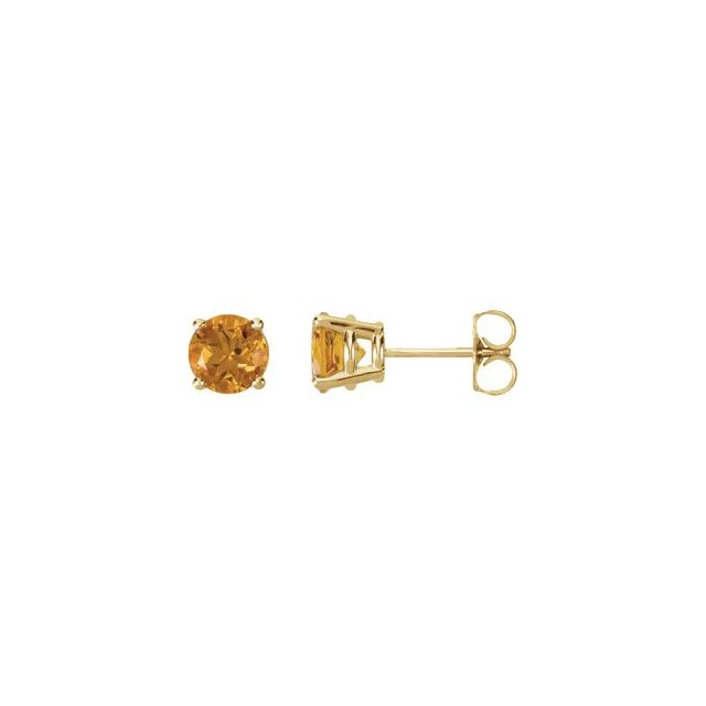 Round 6mm Natural Citrine Earrings