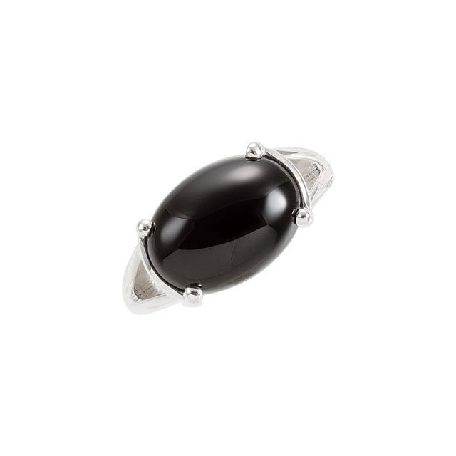 Cabochon Natural Black Onyx Ring