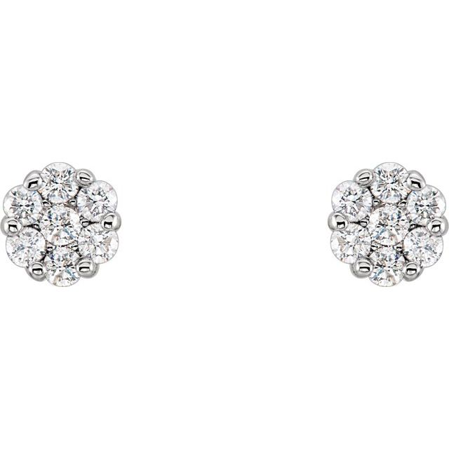 Round 1/2 CTW Natural Diamond Cluster Earrings