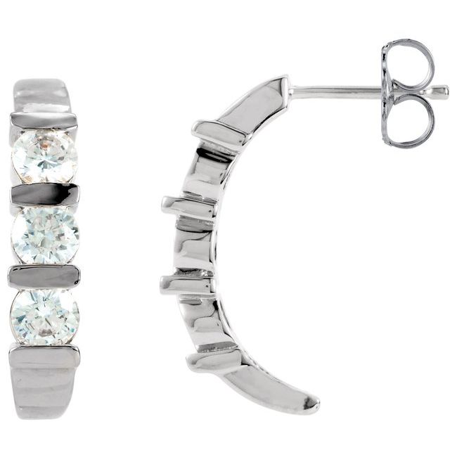 Round 1 1/2 CTW Natural Diamond J-Hoop Earrings