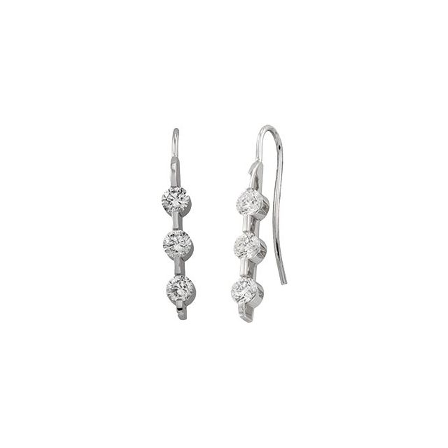 Round 1 3/8 CTW Natural Diamond Three-Stone Earrings