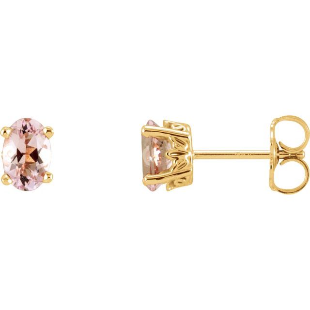 Oval Natural Pink Morganite Earrings
