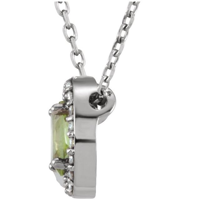 Oval Natural Peridot & .04 CTW Natural Diamond Necklace