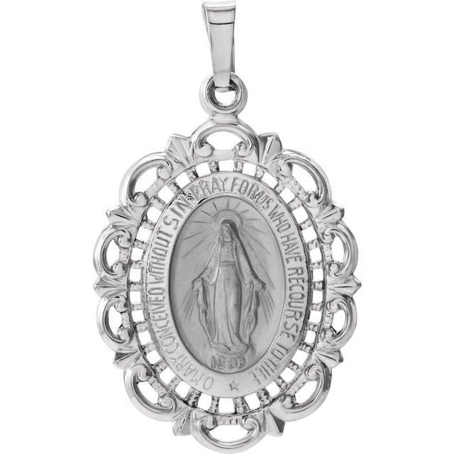 25x18mm Oval Filigree Miraculous Medal