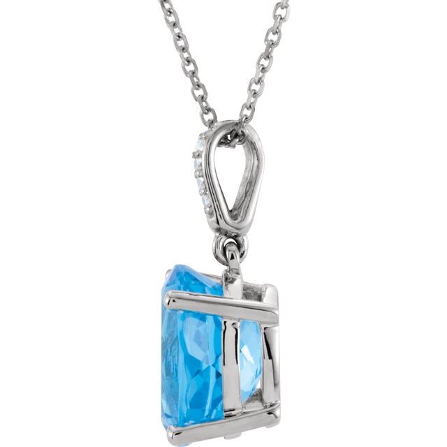 11x9mm Oval Natural Swiss Blue Topaz & .03 CTW Natural Diamond Necklace