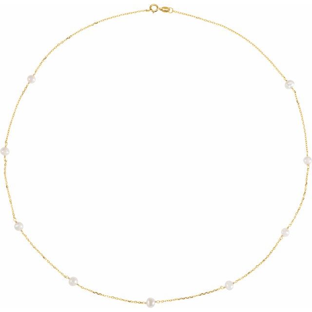Cultured White Freshwater Pearl 9-Station Necklace