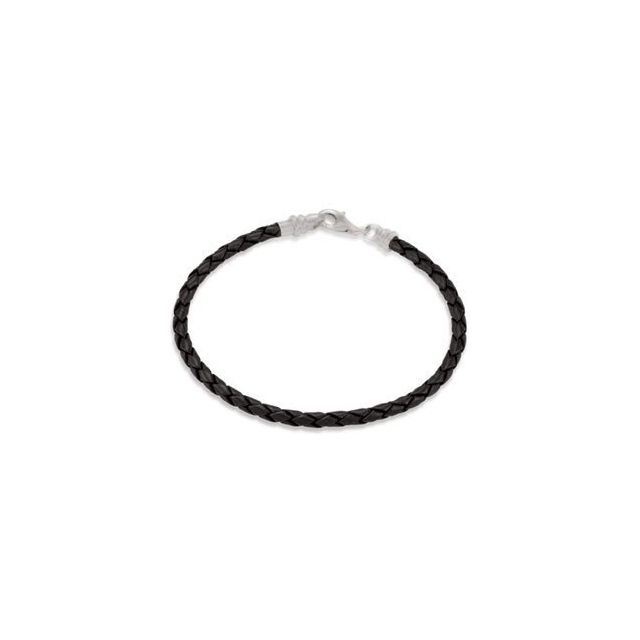 Black Leather Braided 7.5" Bracelet