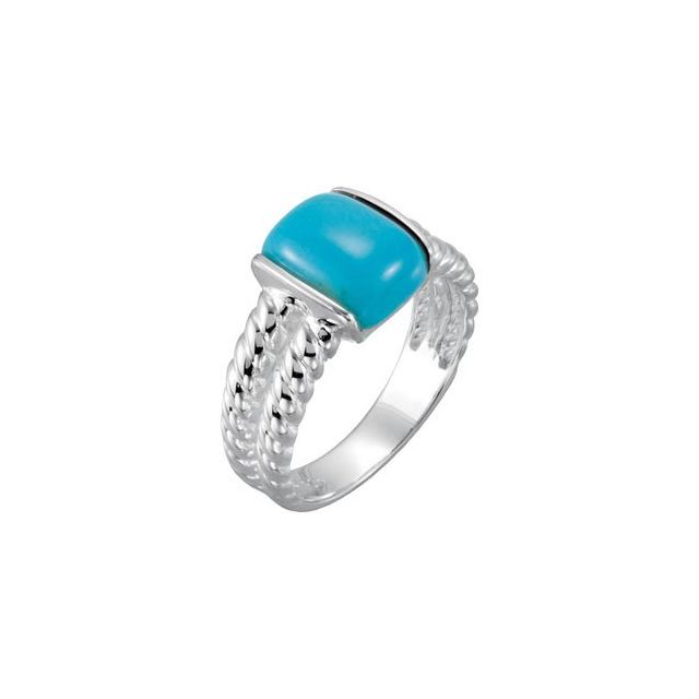 Cushion Natural Turquoise Ring