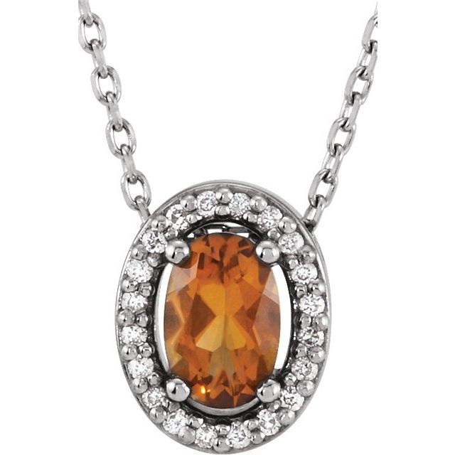 Oval Natural Citrine & .05 CTW Natural Diamond Necklace