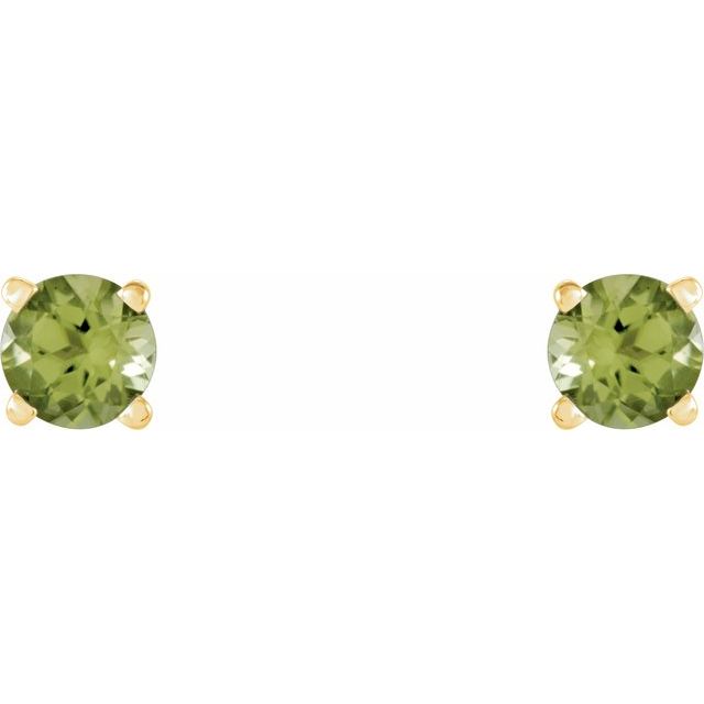 Round 4mm Natural Peridot Stud Earrings