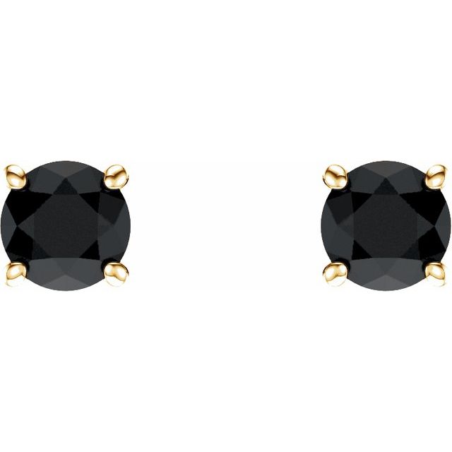 Round 5mm Natural Black Onyx Stud Earrings