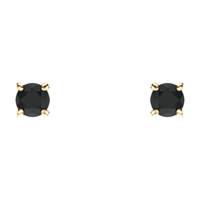 Round 2.5mm Natural Black Onyx Stud Earrings