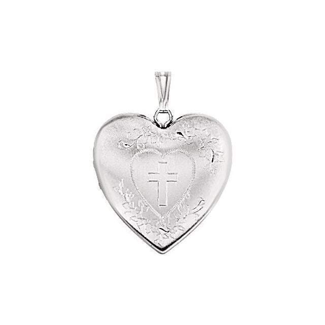 25.2x23.7mm Heart Locket with Cross