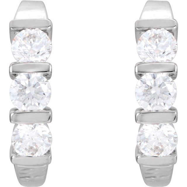 Round 1 1/2 CTW Natural Diamond J-Hoop Earrings