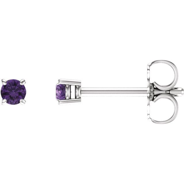 Round 2.5mm Natural Amethyst Stud Earrings