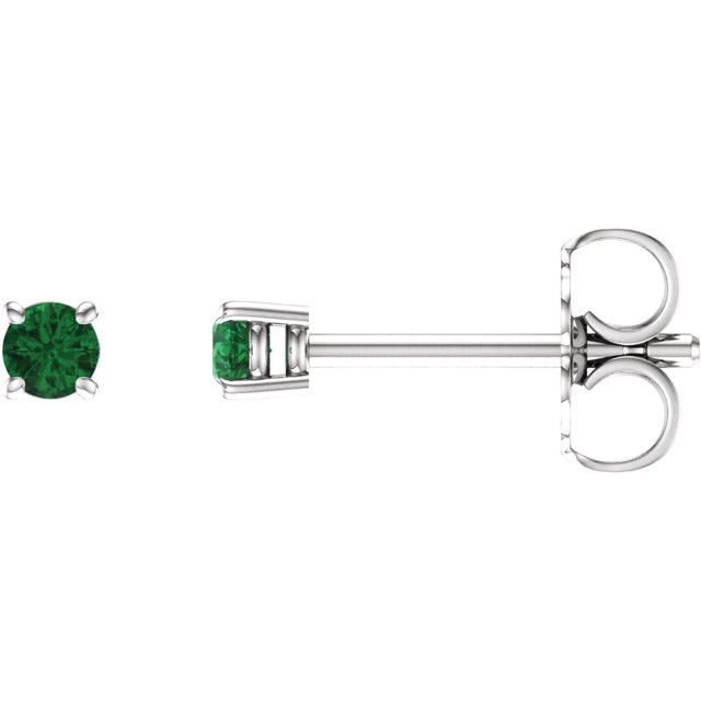 Round 2.5mm Natural Emerald Stud Earrings