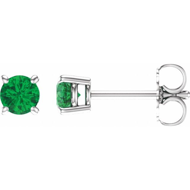 Round 2.5mm Lab-Grown Emerald Stud Earrings