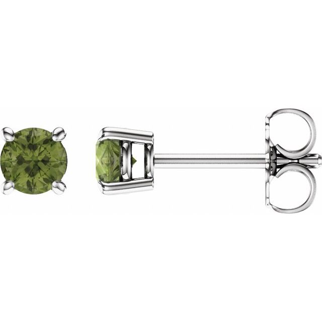 Round 4mm Natural Peridot Stud Earrings