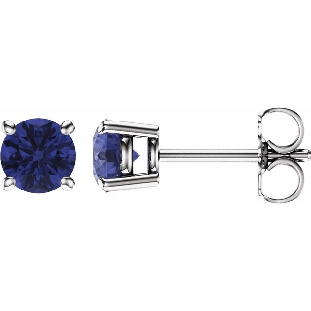 Round 5mm Natural Tanzanite Stud Earrings
