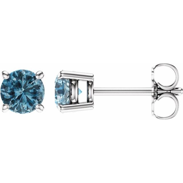 Round 5mm Natural Sky Blue Topaz Stud Earrings