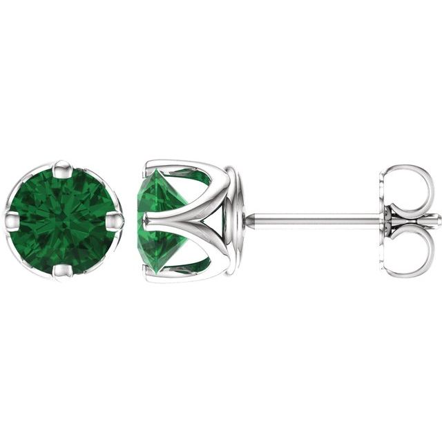 6mm Round Lab-Grown Emerald Woven-Design Earrings