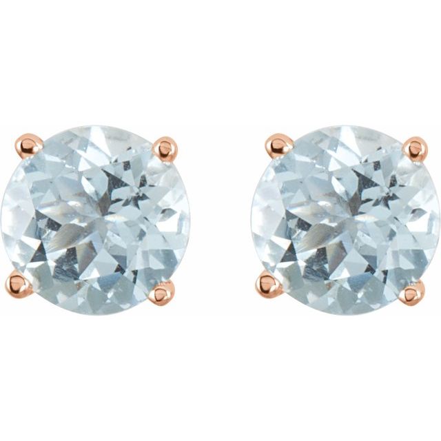 Round 5mm Natural Aquamarine Stud Earrings
