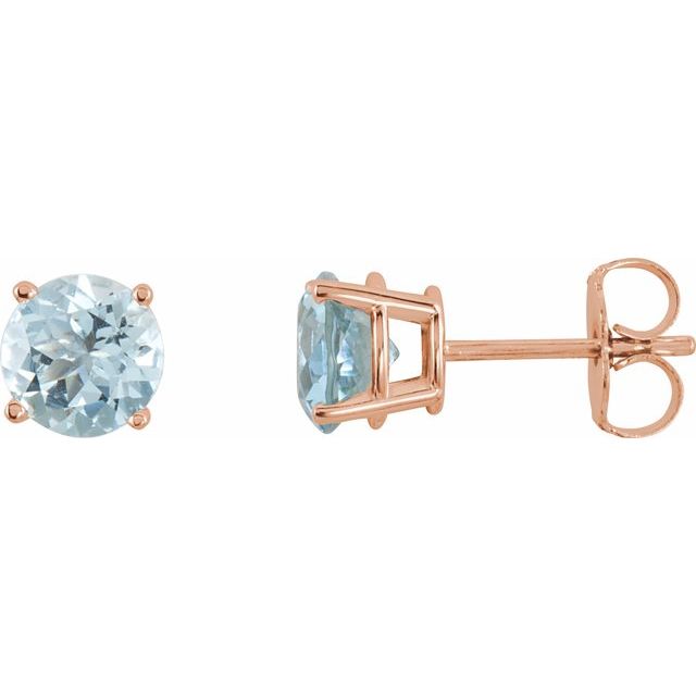 Round 5mm Natural Aquamarine Stud Earrings
