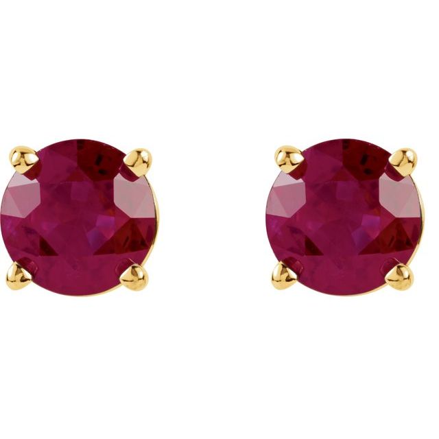 Round 5mm Natural Ruby Stud Earrings