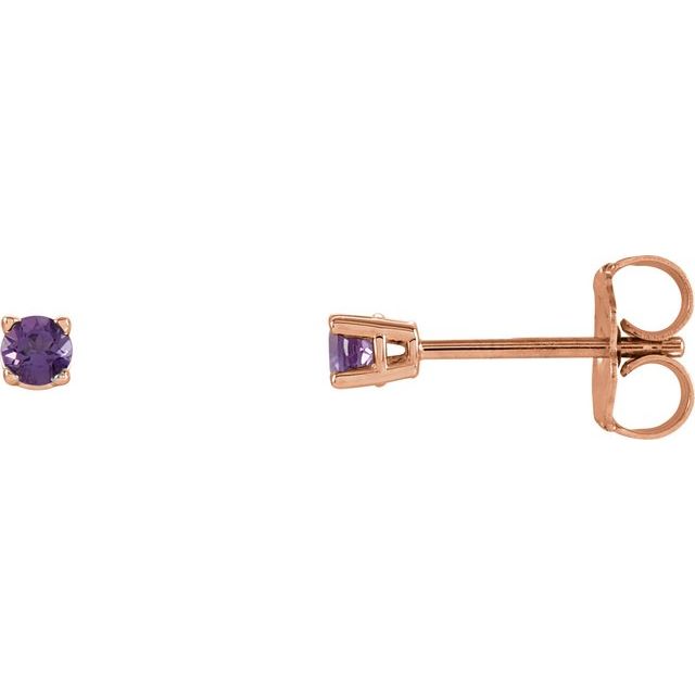 Round 2.5mm Natural Amethyst Stud Earrings
