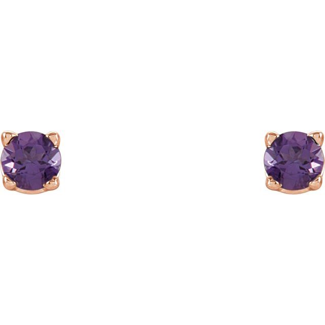 Round 2.5mm Natural Amethyst Stud Earrings