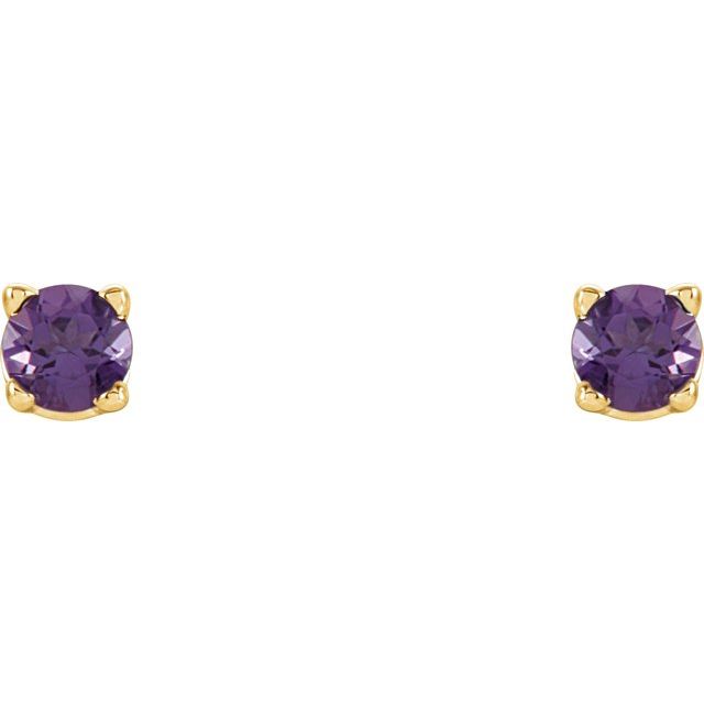 Round 2.5mm Natural Amethyst Stud Earrings