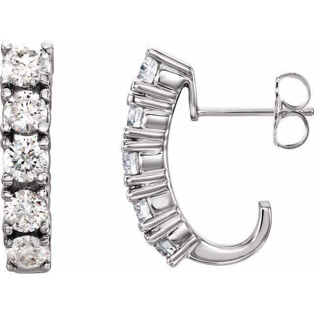 Round 1 1/2 CTW Natural Diamond Hoop Earrings