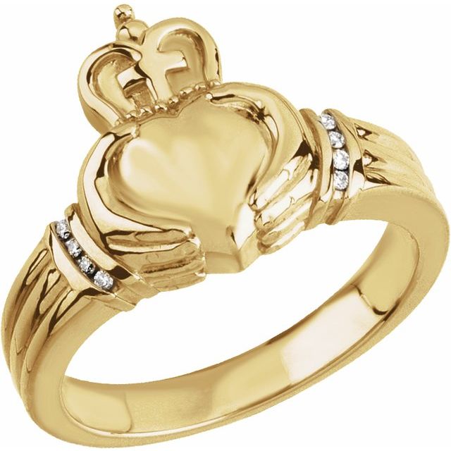Round .04 CTW Natural Diamond Claddagh Ring