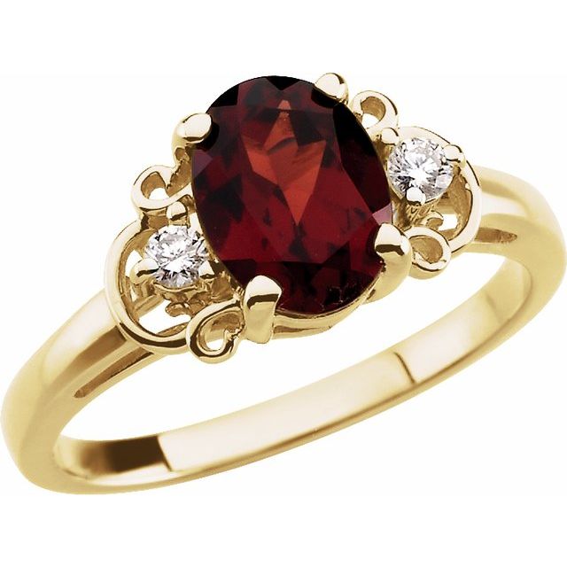 Natural Mozambique Garnet & .06 CTW Natural Diamond Accented Ring