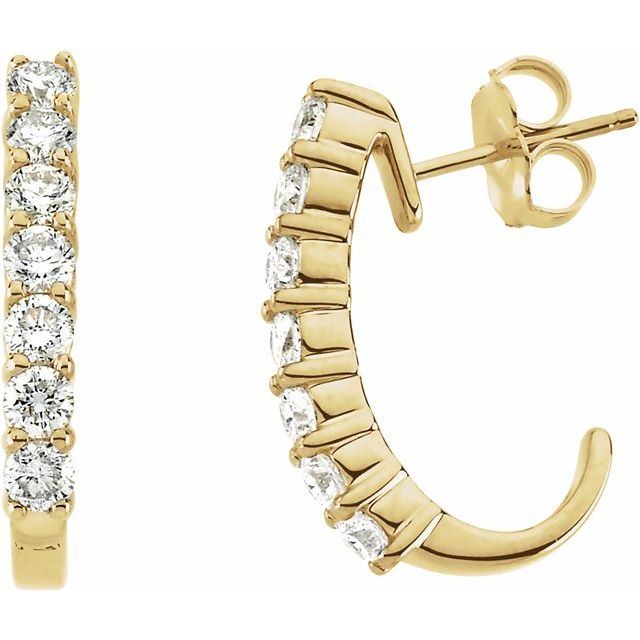 Round 1 CTW Natural Diamond J-Hoop Earrings