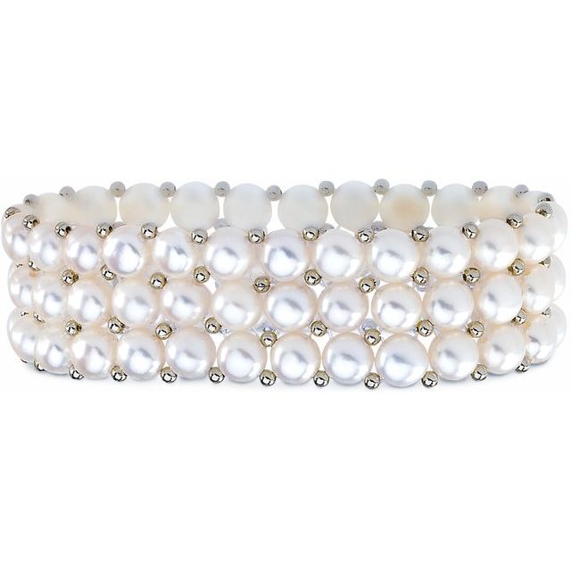 Cultured White Freshwater Pearl Stretch Bracelet