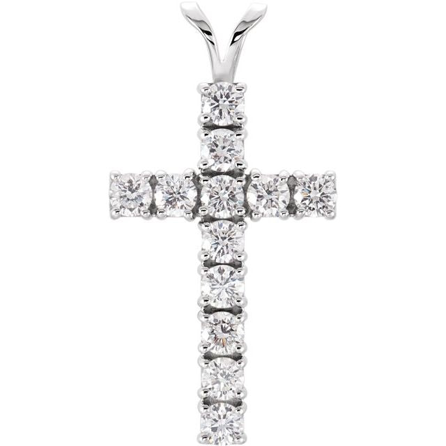 Round 1 1/5 CTW Natural Diamond Cross Pendant