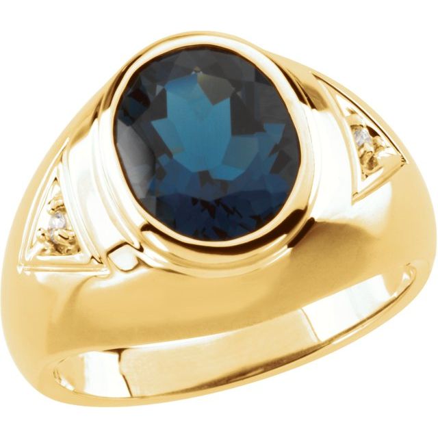 Natural Blue London Topaz & .04 CTW Natural Diamond Ring