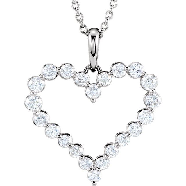 Round 1 CTW Natural Diamond Heart Necklace