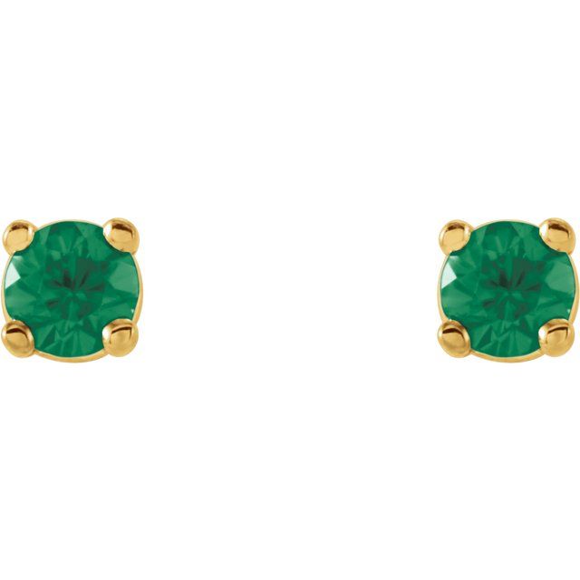 Round 2.5mm Natural Emerald Stud Earrings
