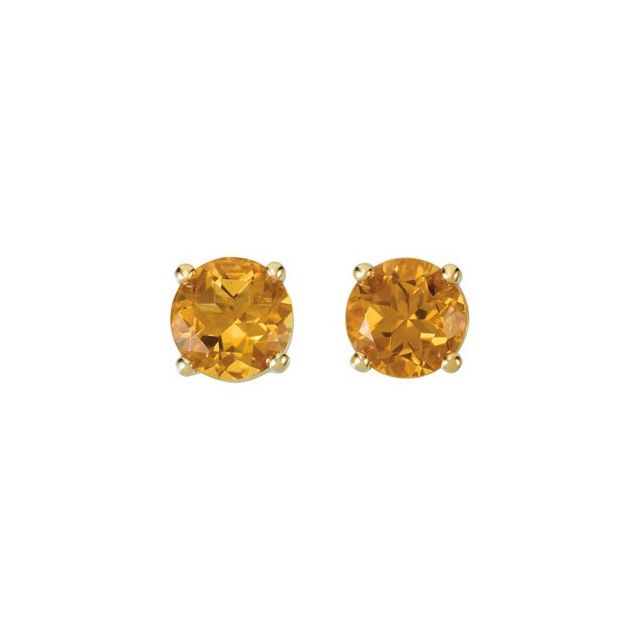 Round 6mm Natural Citrine Earrings