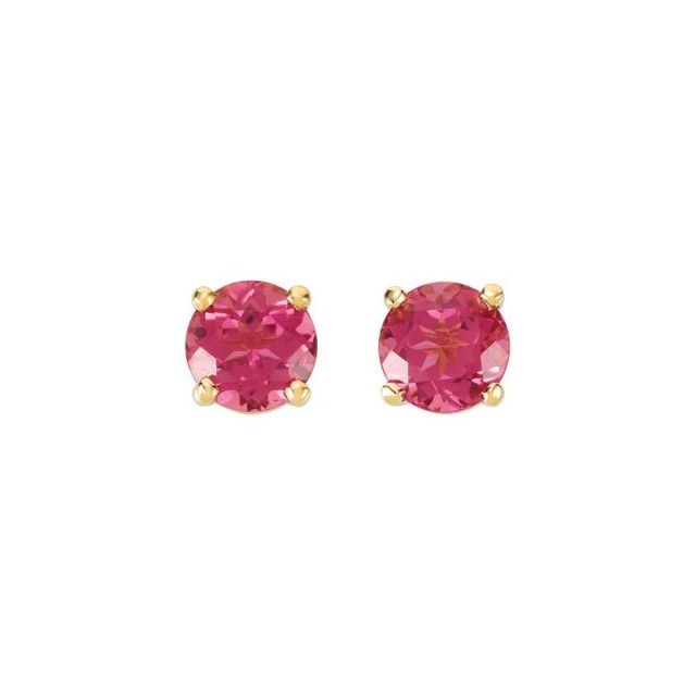 Round 6mm Natural Pink Tourmaline Earrings