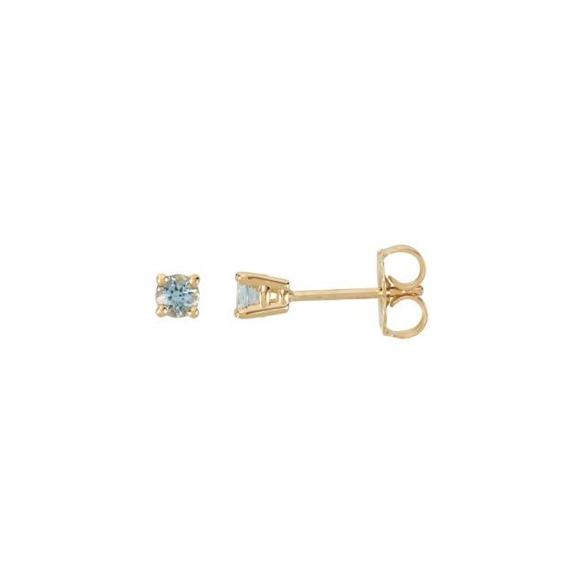 Round 3mm Natural Aquamarine Earrings